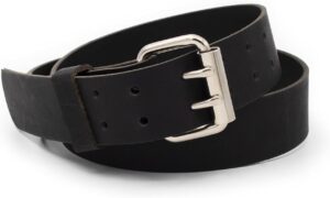 Double Down Black Leather Belt