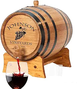Personalized 5 Liter Oak Wine Barrel for aging whiskey