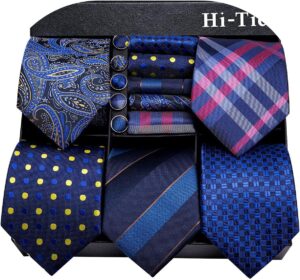 Hi-Tie Gift Box Features Necktie, Pocket Square and Cufflinks Collection